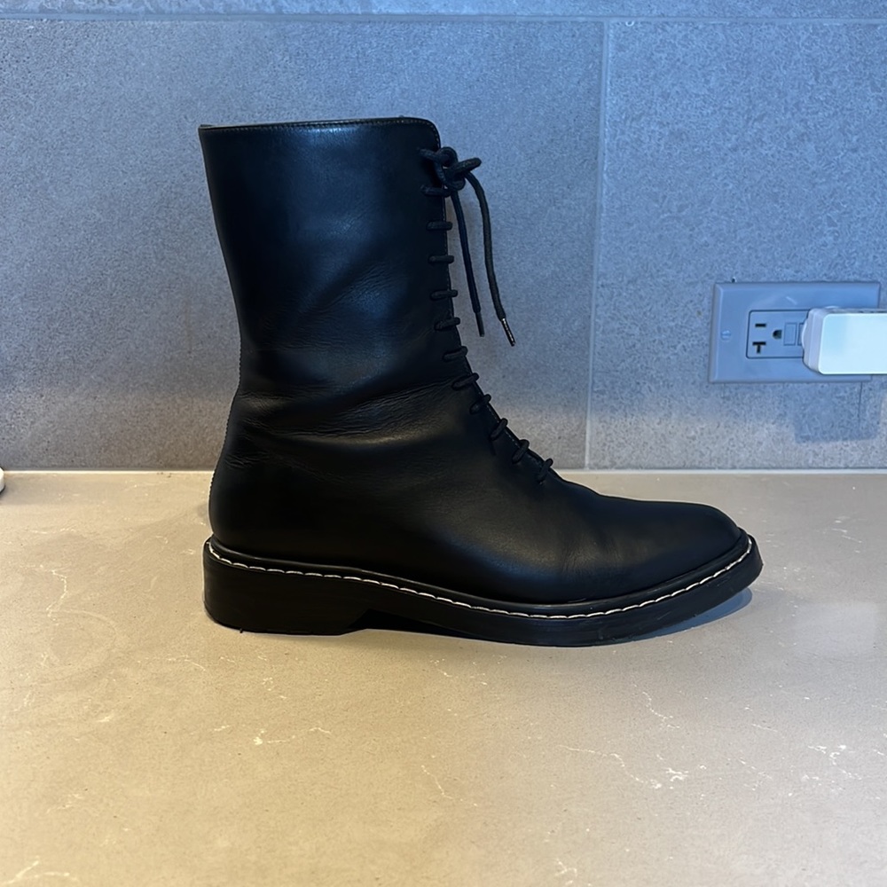 The Row Fara leather lace up bootie black size 38 - Picture 6 of 13